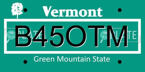 B45OTM Vermont License Plate