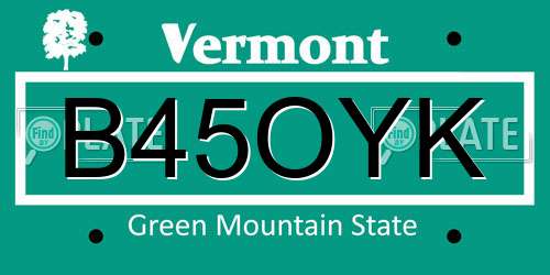 B45OYK Vermont License Plate