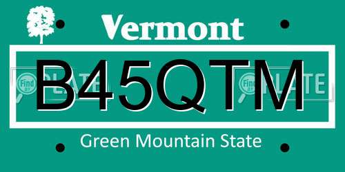 B45QTM Vermont License Plate