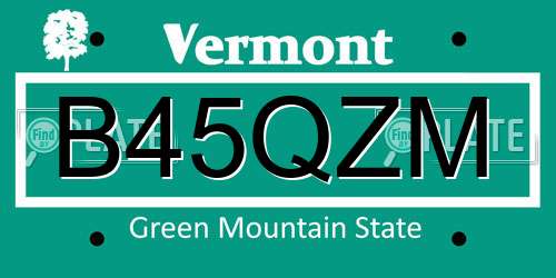 B45QZM Vermont License Plate