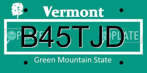 B45TJD Vermont License Plate