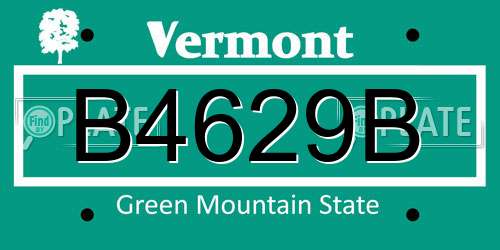 B4629B Vermont License Plate