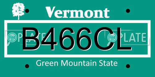 B466CL Vermont License Plate
