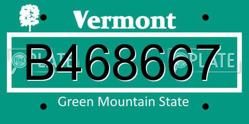 B468667 Vermont License Plate