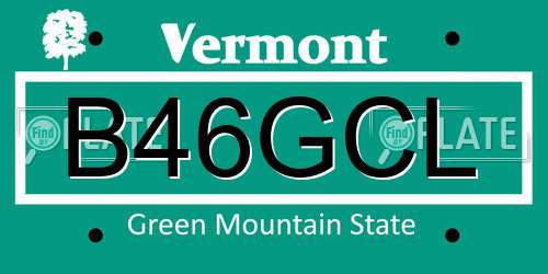 B46GCL Vermont License Plate