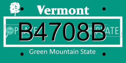B4708B Vermont License Plate