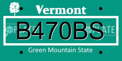 B470BS Vermont License Plate