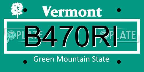 B470RI Vermont License Plate