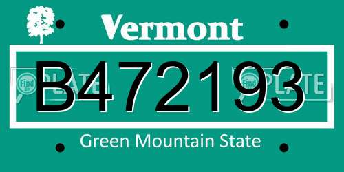 B472193 Vermont License Plate