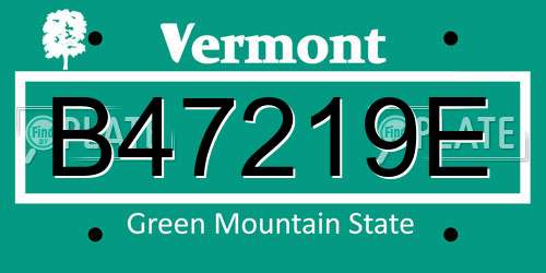 B47219E Vermont License Plate