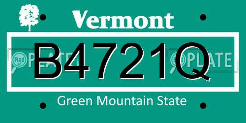 B4721Q Vermont License Plate