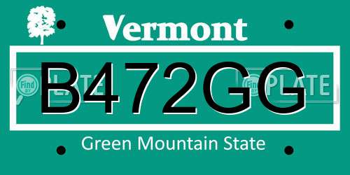 B472GG Vermont License Plate