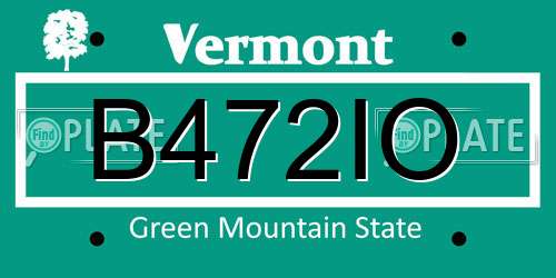 B472IO Vermont License Plate