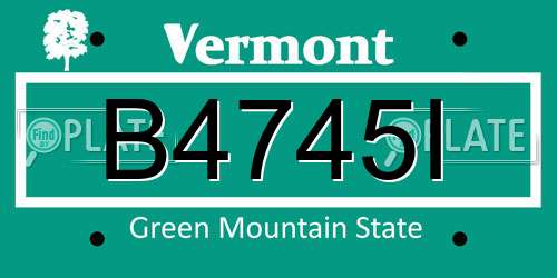B4745I Vermont License Plate