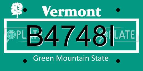 B4748I Vermont License Plate