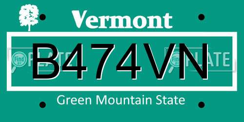 B474VN Vermont License Plate