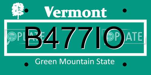 B477IO Vermont License Plate