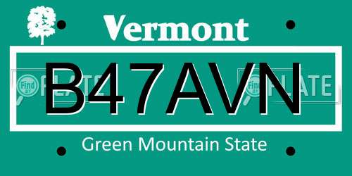 B47AVN Vermont License Plate
