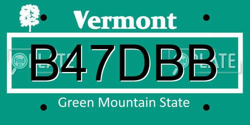 B47DBB Vermont License Plate
