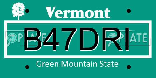 B47DRI Vermont License Plate