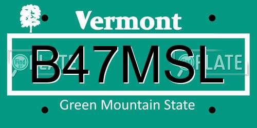 B47MSL Vermont License Plate