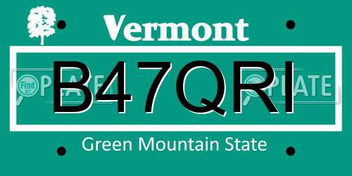 B47QRI Vermont License Plate