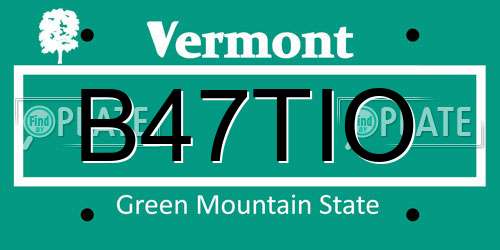 B47TIO Vermont License Plate