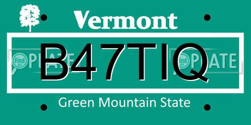 B47TIQ Vermont License Plate