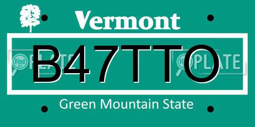 B47TTO Vermont License Plate