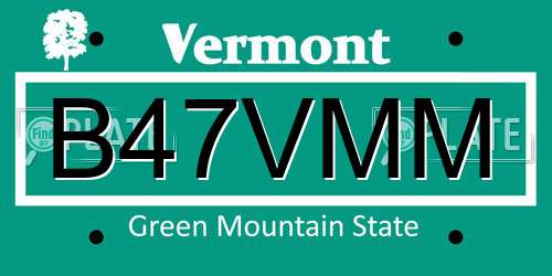 B47VMM Vermont License Plate