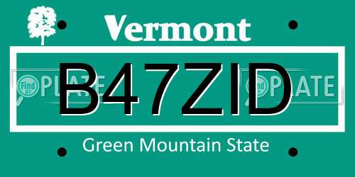 B47ZID Vermont License Plate