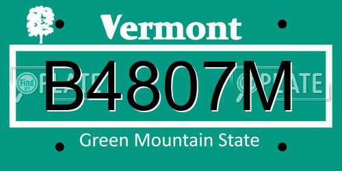 B4807M Vermont License Plate