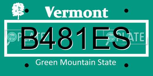 B481ES Vermont License Plate