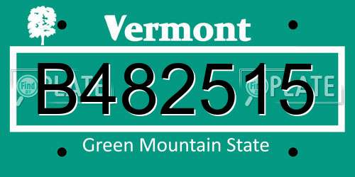 B482515 Vermont License Plate