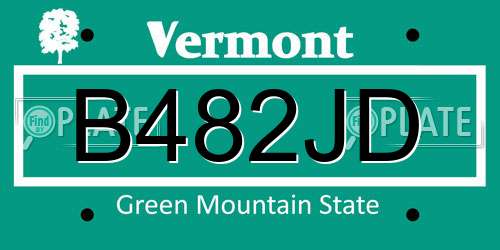 B482JD Vermont License Plate