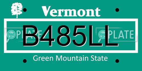 B485LL Vermont License Plate