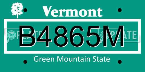 B4865M Vermont License Plate