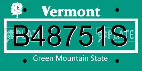 B48751S Vermont License Plate