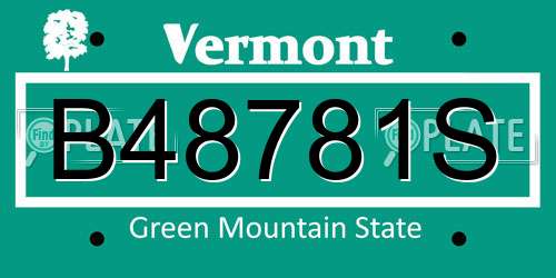 B48781S Vermont License Plate