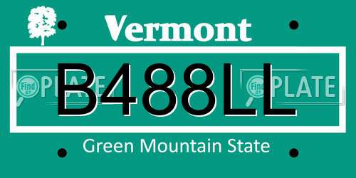 B488LL Vermont License Plate