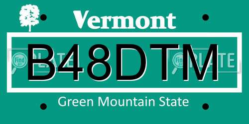 B48DTM Vermont License Plate