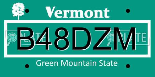 B48DZM Vermont License Plate