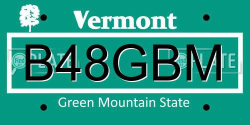 B48GBM Vermont License Plate