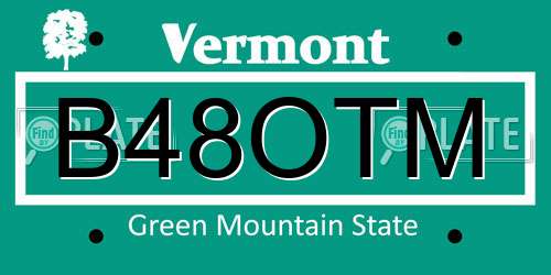 B48OTM Vermont License Plate