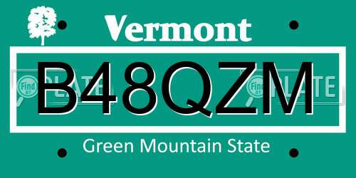 B48QZM Vermont License Plate