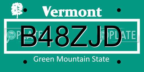 B48ZJD Vermont License Plate