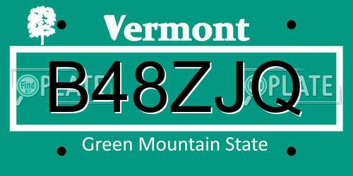 B48ZJQ Vermont License Plate