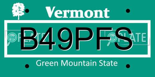 B49PFS Vermont License Plate