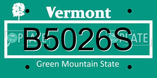 B5026S Vermont License Plate