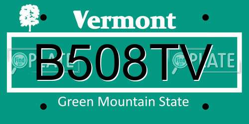 B508TV Vermont License Plate